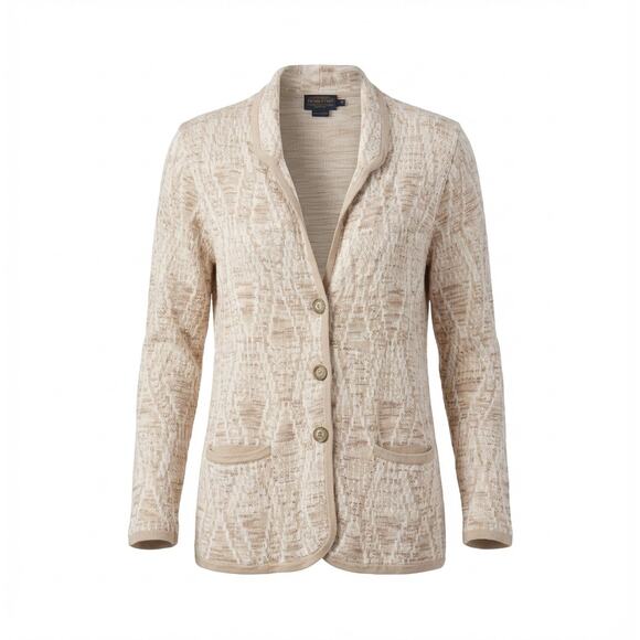 Pendleton Cream and Tan Button Front Blazer Cardigan Size Medium - Picture 1 of 6